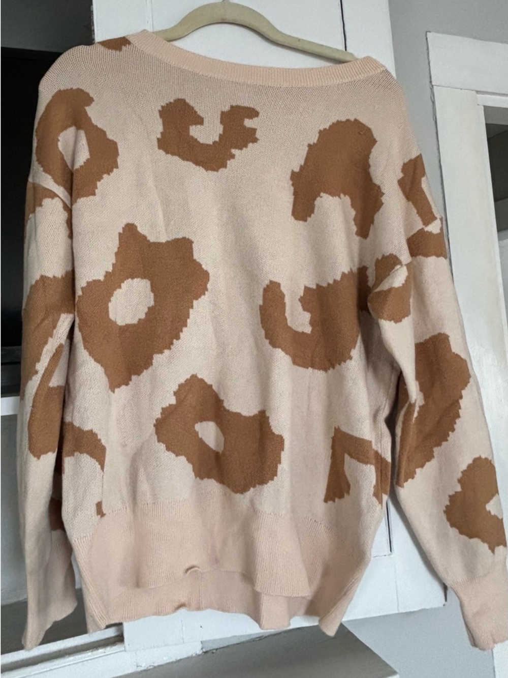Beige and Brown Leopard-Print Women’s Sweater